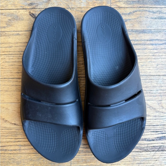 Oofos Ooahh Slides Sandals Black Recovery Slip On Comfort Shoes Men 14 Women 16 - Picture 7 of 7